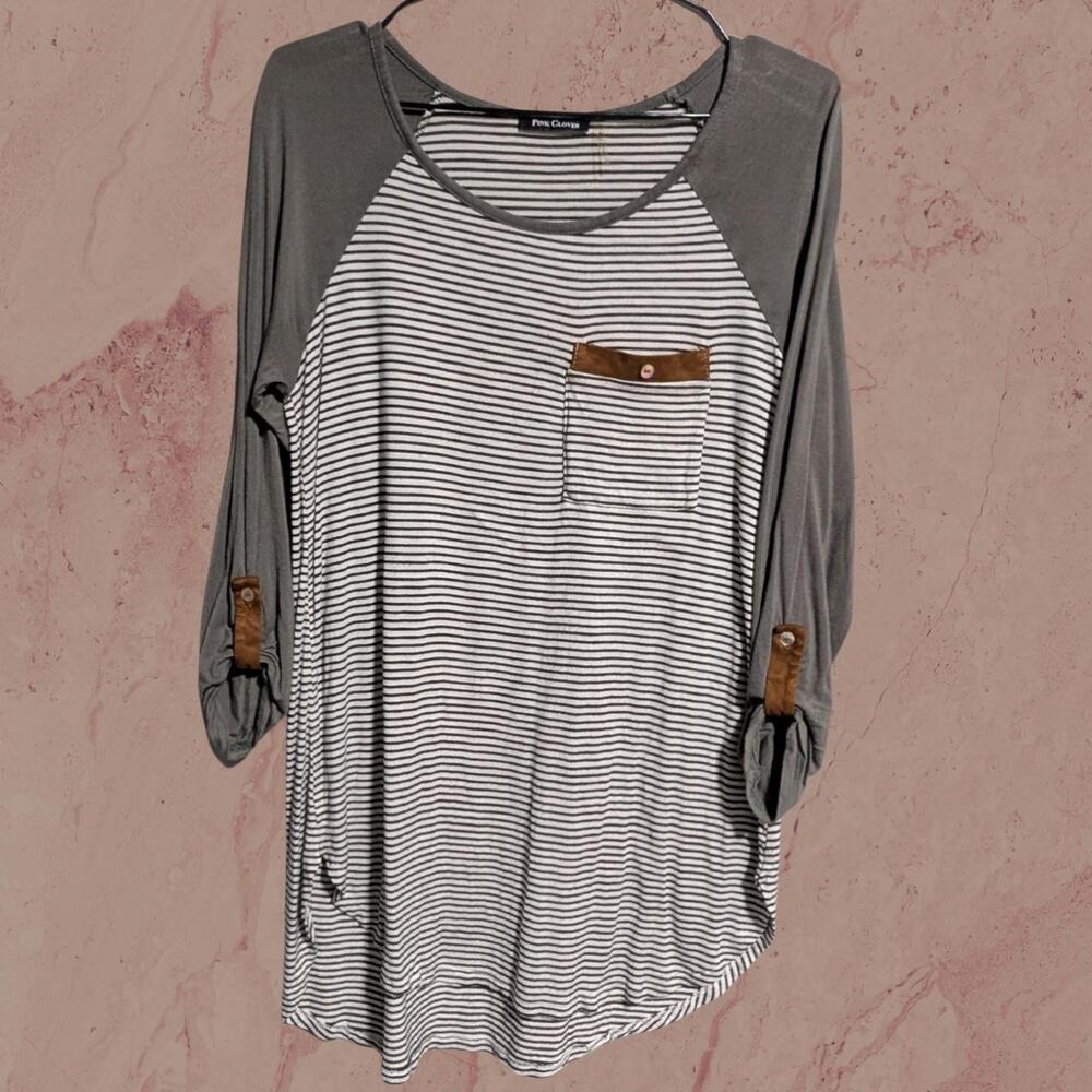 **Pink Clover striped raglan tunic top** 🍂